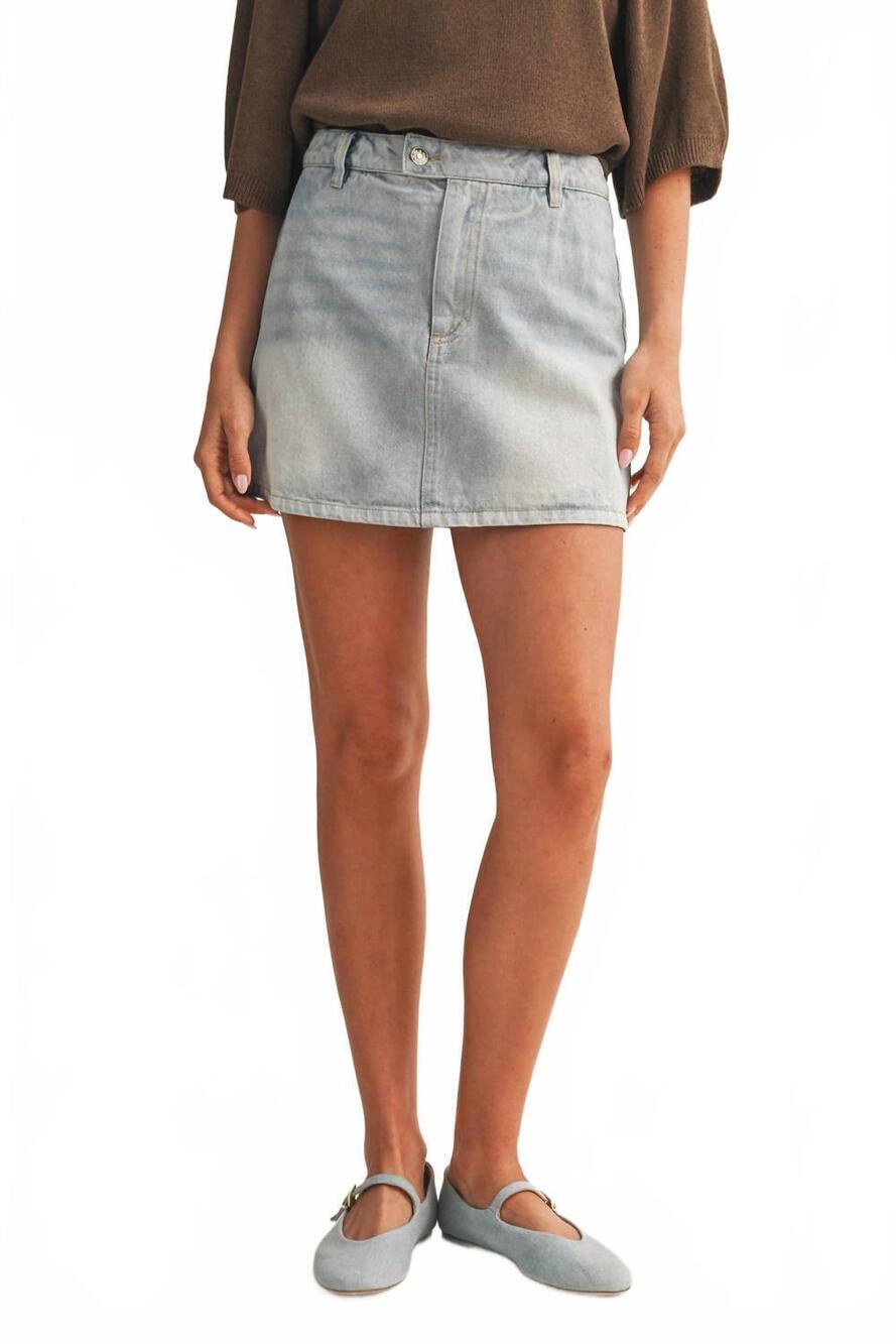 NEW MUSTARD SEED denim mini skort in light wash